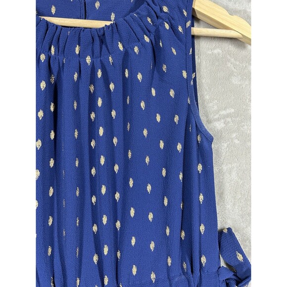 Juicy Couture Navy & Gold Polka Dots Tie Sides High Neck Dress Women’s XS - Picture 8 of 11